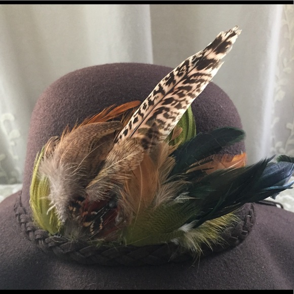 Boho Gypsy Feather Brim Hat - Picture 5 of 5