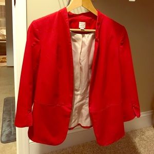 LC Lauren Conrad Red 3/4 Sleeve Blazer