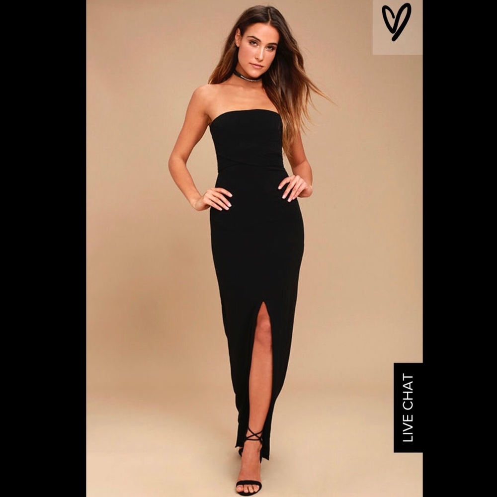 OWN THE NIGHT BLACK STRAPLESS MAXI DRESS