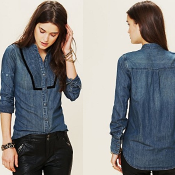 Free People Chambray Denim Shirt - Picture 1 of 8