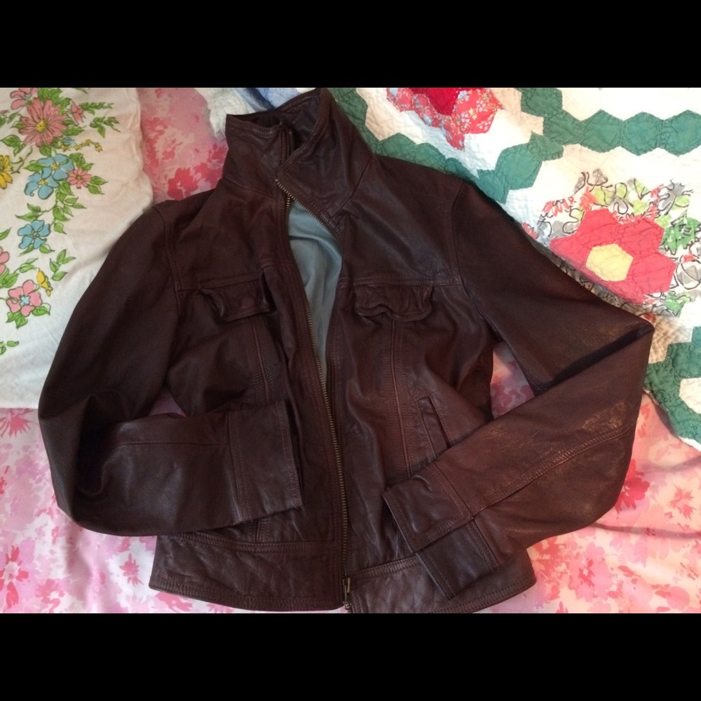 Brown Lucky Brand Genuine Leather Jacket