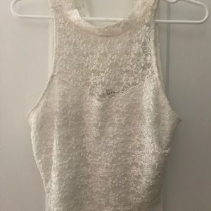 White lace crop top