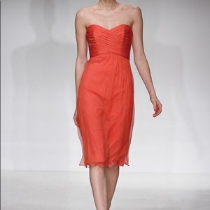 Amsale coral bridesmaid dress size 4