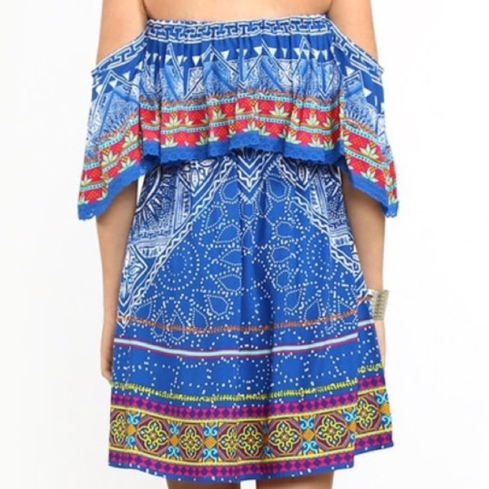 NWT Flying Tomato Blue Off the Shoulder Dress - Picture 3 of 7