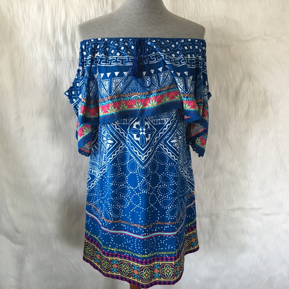 NWT Flying Tomato Blue Off the Shoulder Dress - Picture 4 of 7