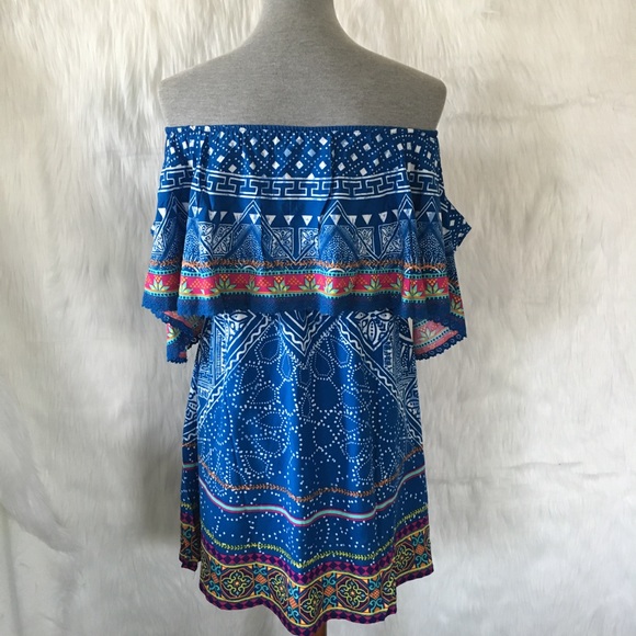 NWT Flying Tomato Blue Off the Shoulder Dress - Picture 6 of 7