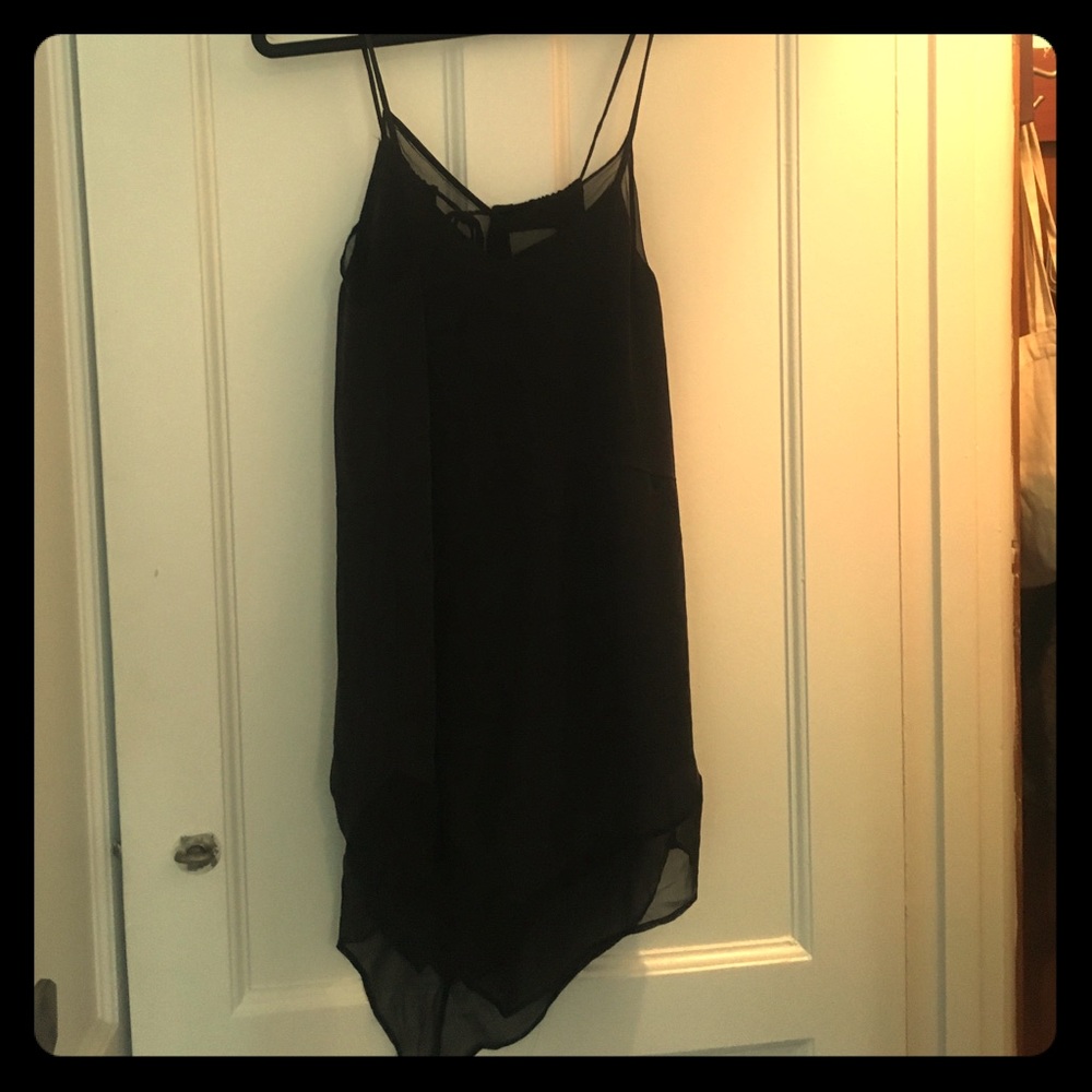 100% Silk black spaghetti strap dress