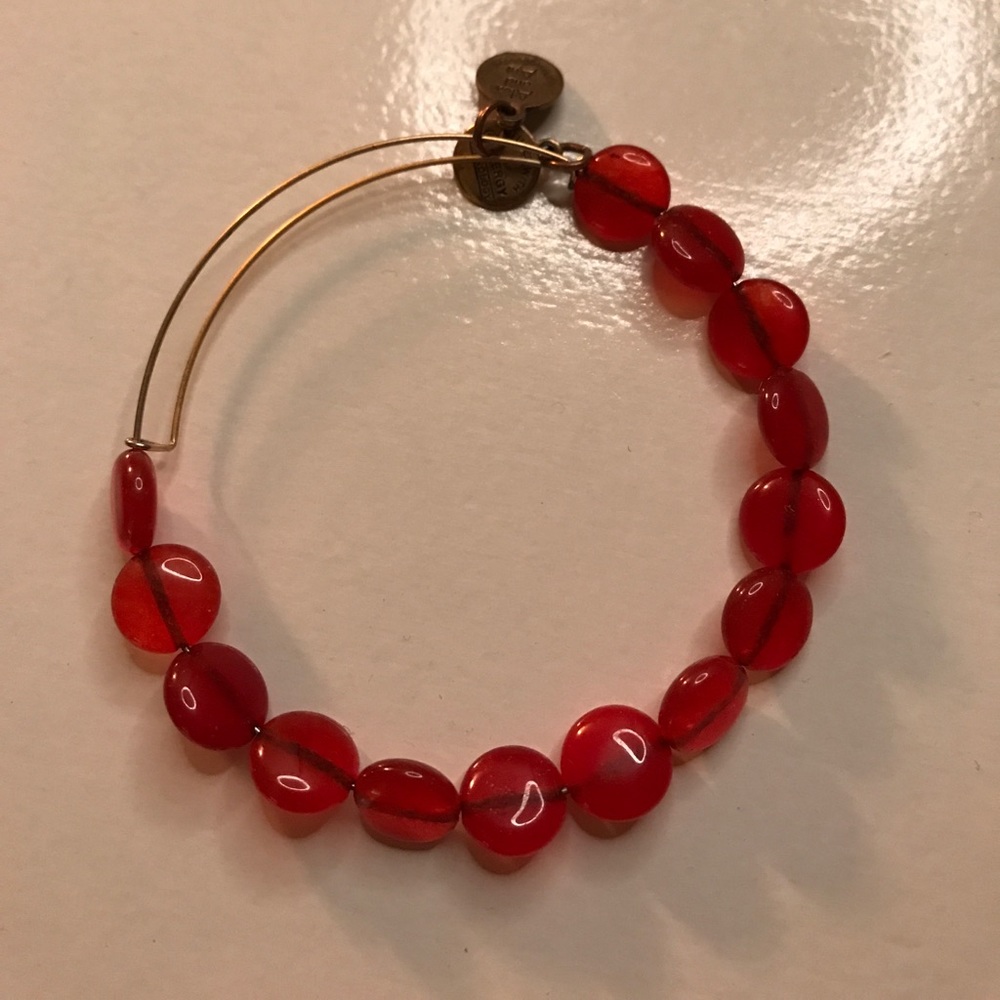 Red beaded Alex & Ani bracelet