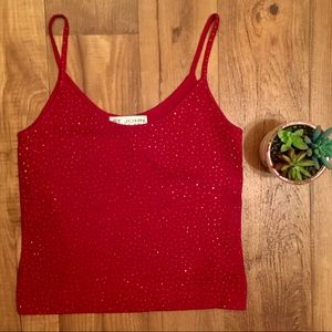 St. John knit sparkly red tank