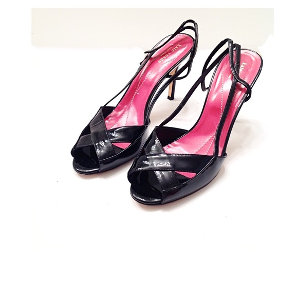 Kate Spade Sandals / Black Patent Slingback Heels - Picture 3 of 7