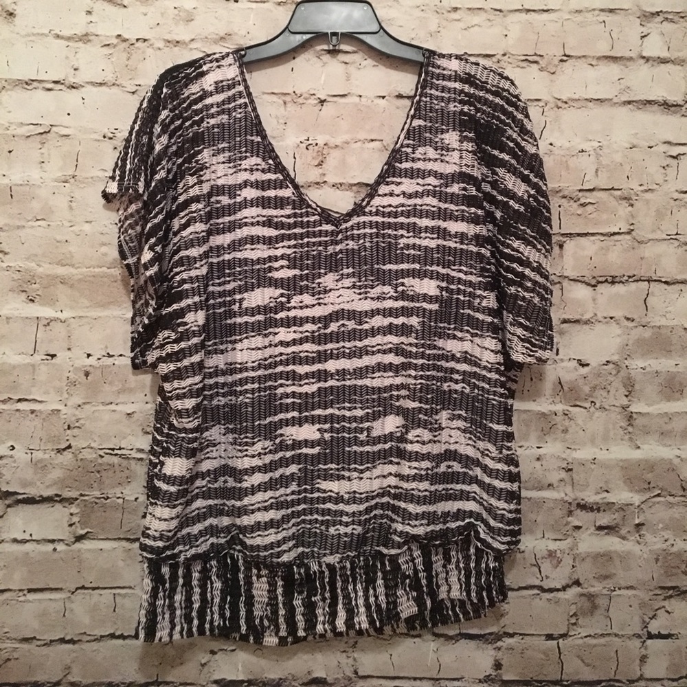 Black and White V-Neck Shirt