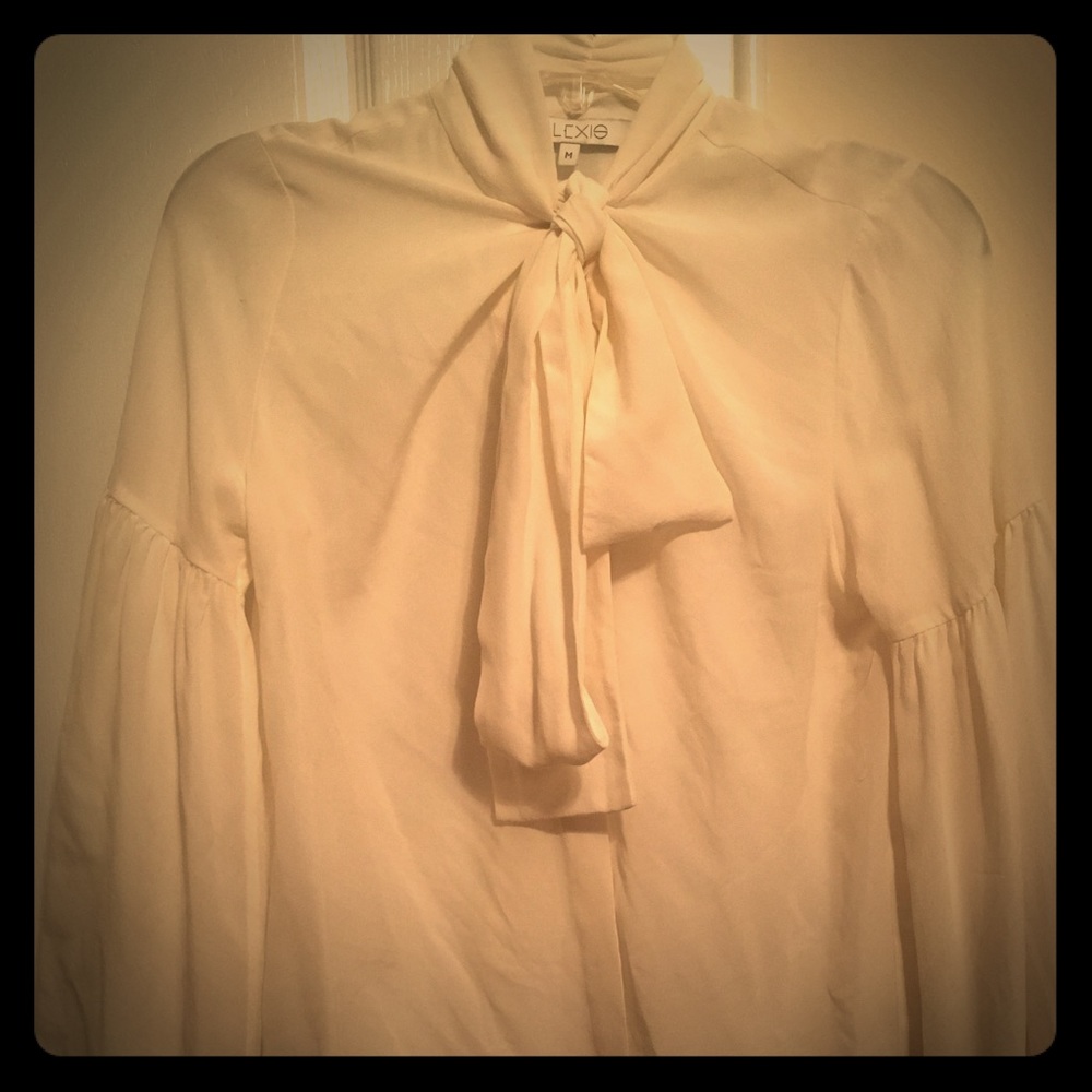 Alexis Tie-Neck White Blouse