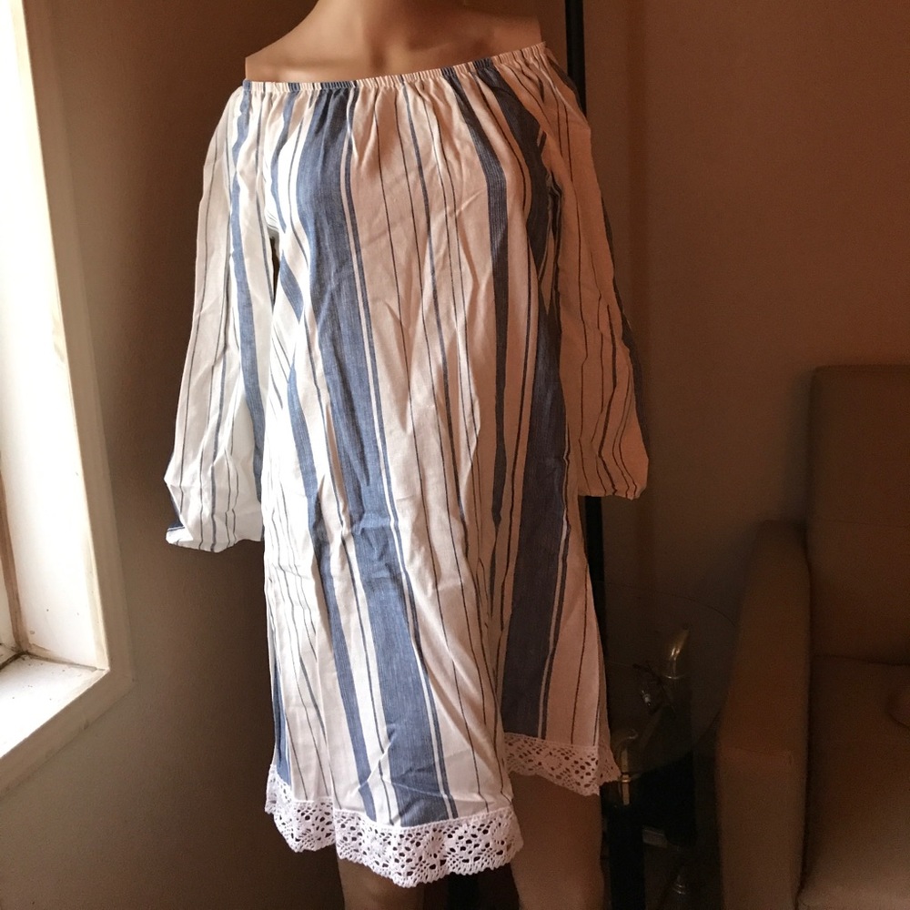 A striped Off shoulder dress