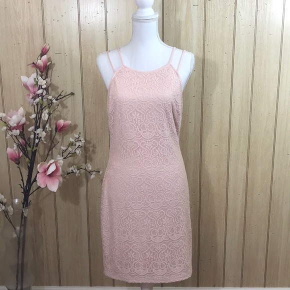 guess pink lace dress