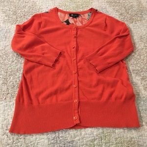 Cardigan with sheer floral back panel