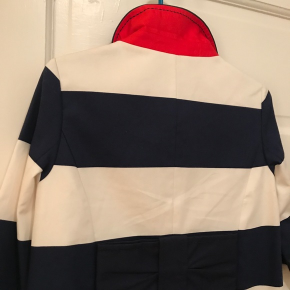 Kate Spade Navy Blue & White Striped Gold Jacket - Picture 6 of 8