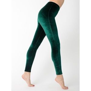 American Apparel Velvet Leggings - M / green