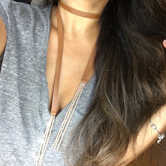 NWOT Genuine Leather and Bead Long Necklace - Picture 3 of 7