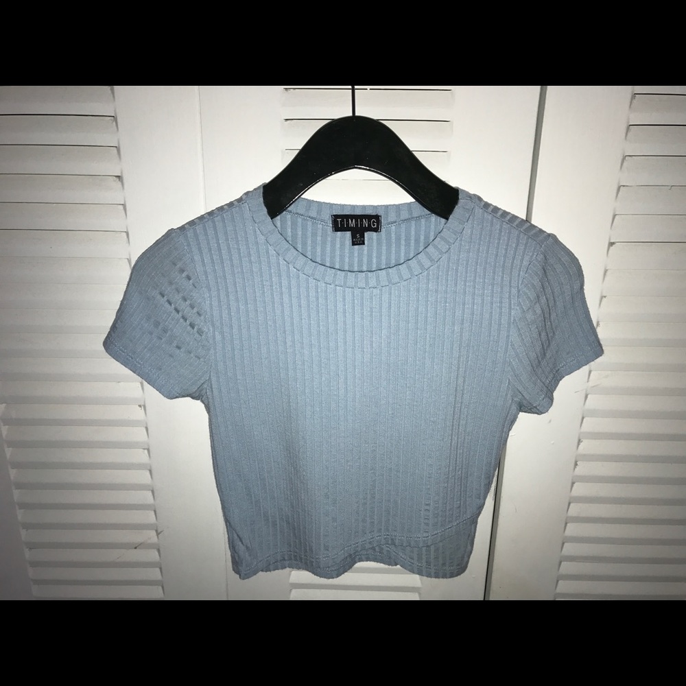 🌟RIBBED BABY BLUE CROP TOP🌟