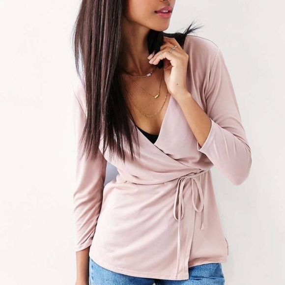 Kimchi Blue Tops - Urban Outfitters Kimchi Blue Blush Pink Wrap Top