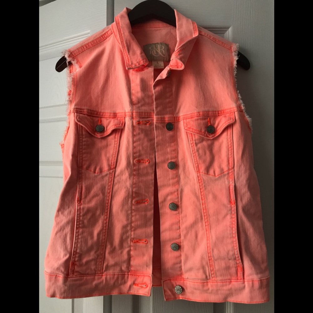 ROCK & REPUBLIC Orange Sleeveless Vest
