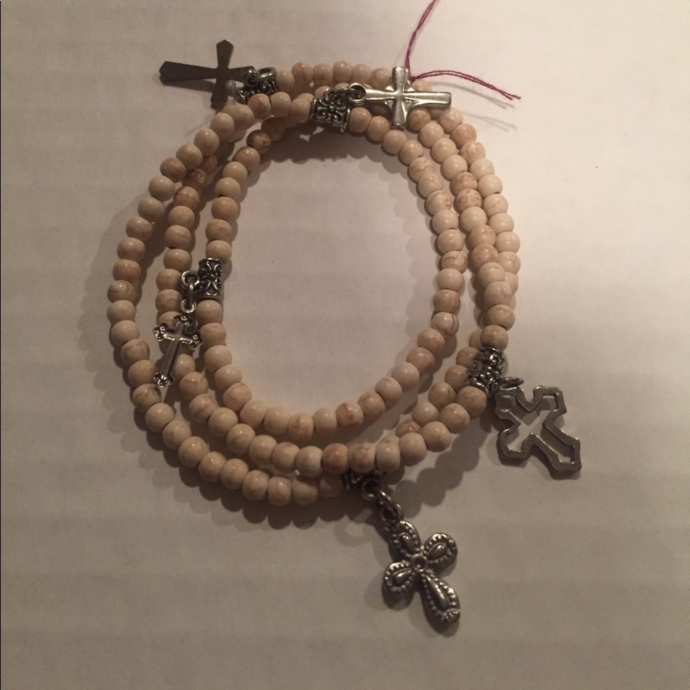 Handmade wrap around choker/ bracelet with crosses