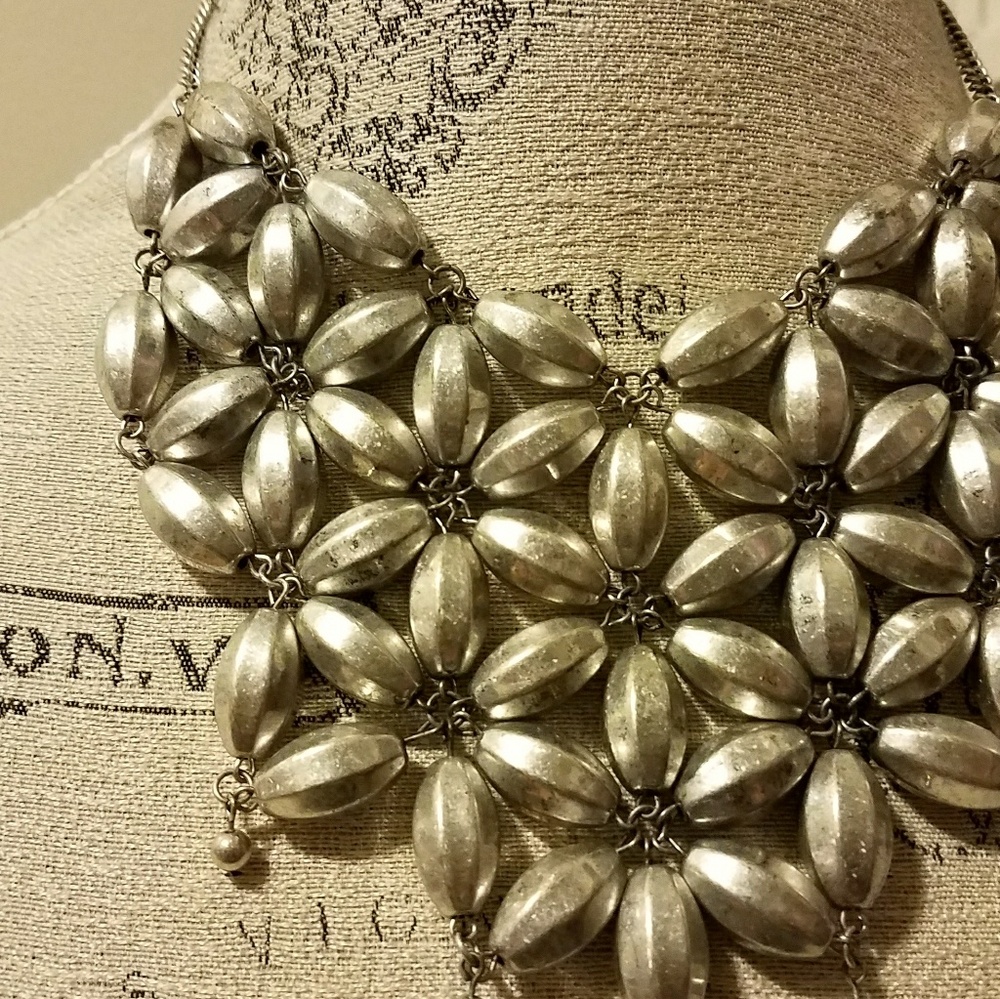 Silver Floral Link Necklace - OS