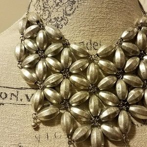 Silver Floral Link Necklace - OS