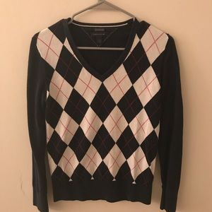 M Tommy Hilfiger navy+white v-neck argyle sweater
