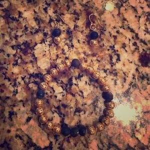 Beaded bracelet and earring set