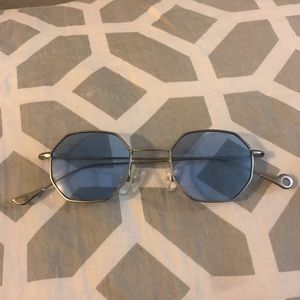 Blue hexagon sunglasses! Silver frame