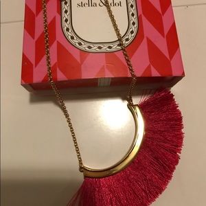 Stella & Dot Pink Fringe Necklace