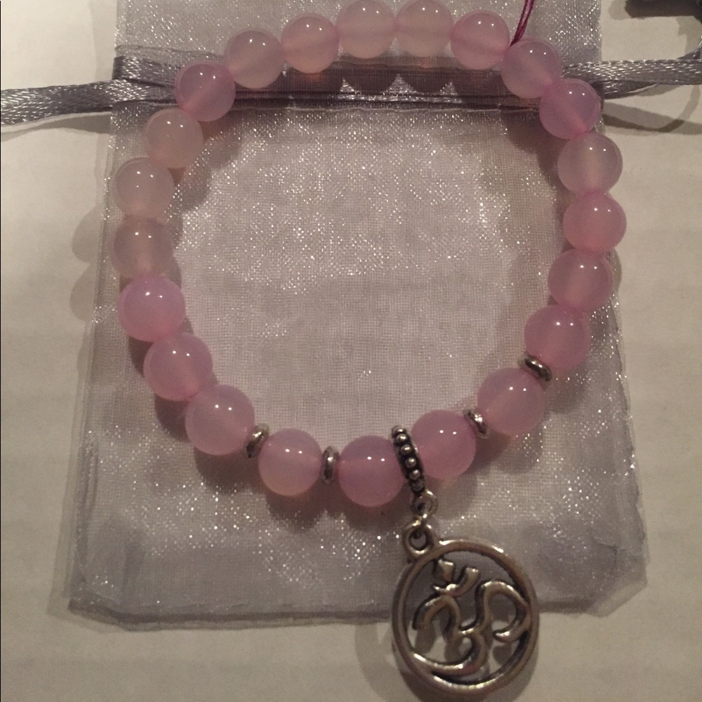 Handmade Pink OM charm bracelet