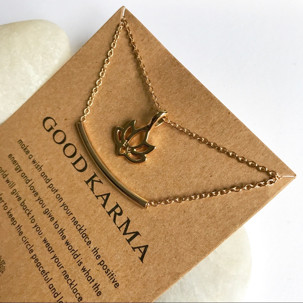 ✨GOOD KARMA Double Necklace with Lotus - Picture 2 of 3