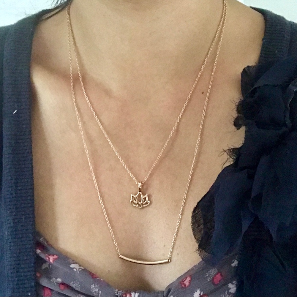 ✨GOOD KARMA Double Necklace with Lotus - Picture 3 of 3