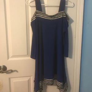 Black White and Blue Cold Shoulder dress