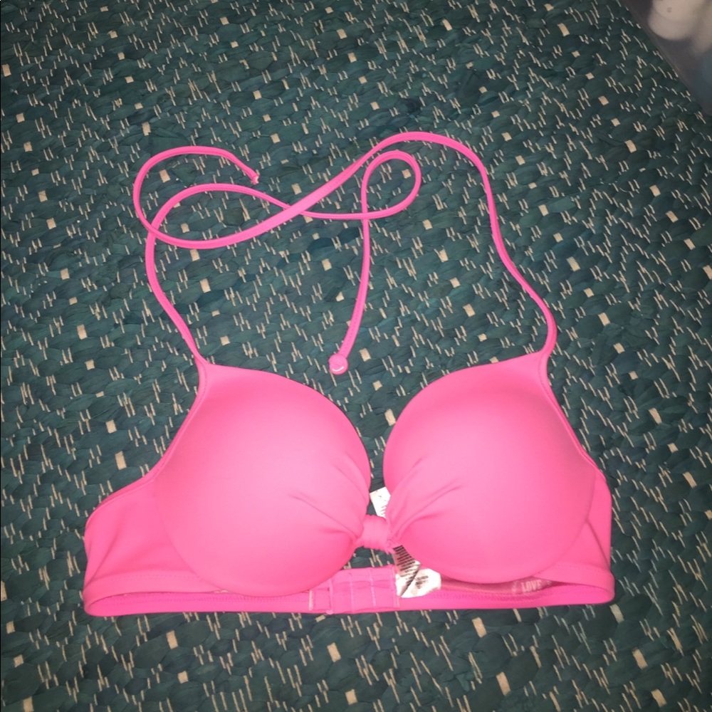 Neon pink push up bikini top