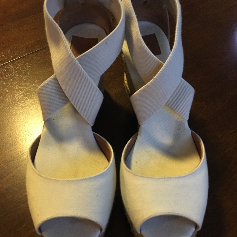 Tory Burch Cream Canvas Espadrilles