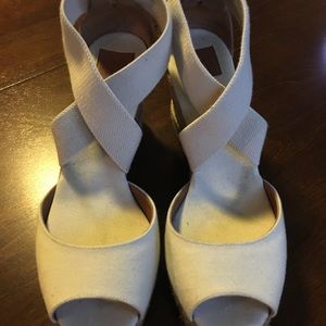 Tory Burch Cream Canvas Espadrilles