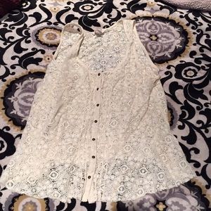 Lace Button up Tank Top