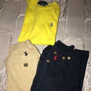 2 pairs polo 18-24m, and 2t polo tee short sleeve