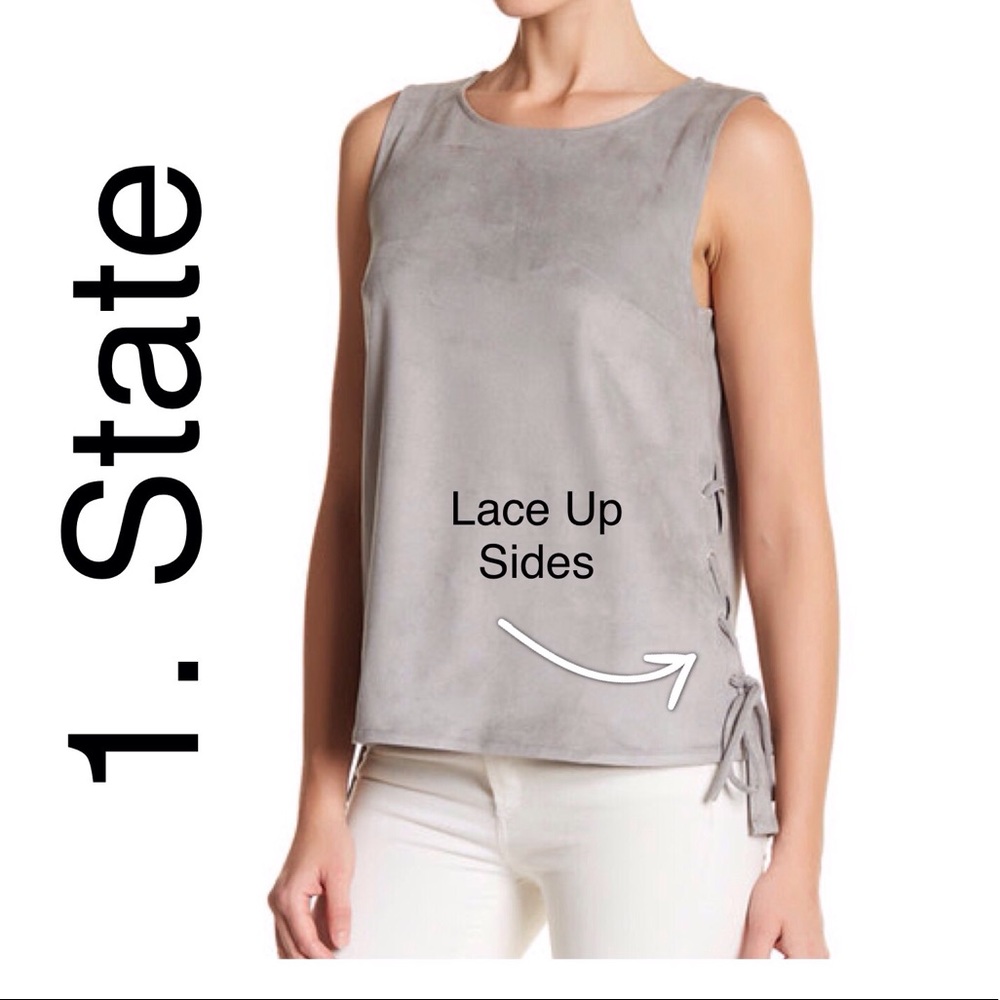 🔴  1. STATE Faux Suede Lace Up Sleeveless Top