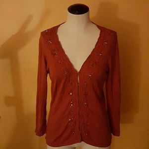 Hand beaded silk blend cardigan