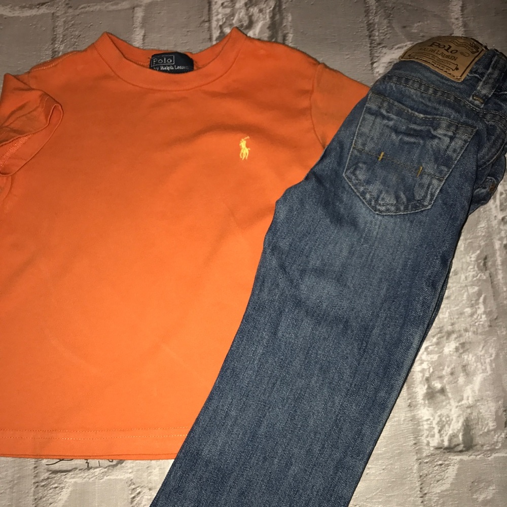 Boys 2T polo jeans and tee