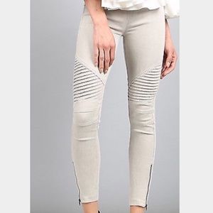 Beulah Light Gray Moto Jeggings