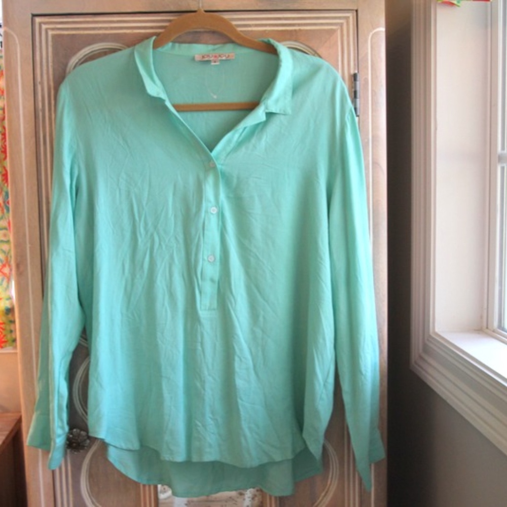Aqua Blue Long-Sleeve Top