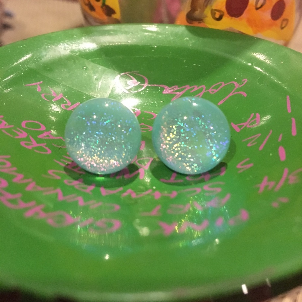 Rainbow hued glass earrings!