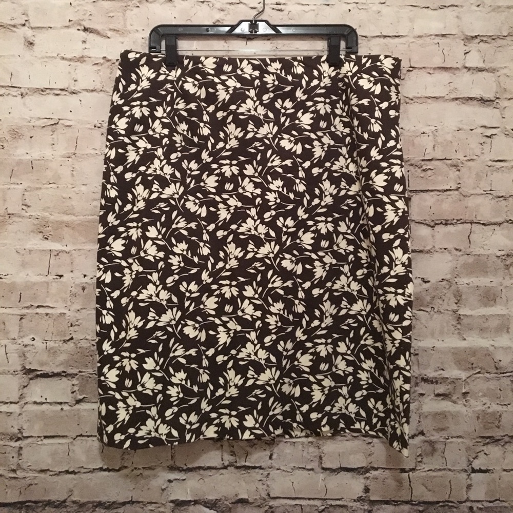 Chocolate Brown Skirt with White Floral design