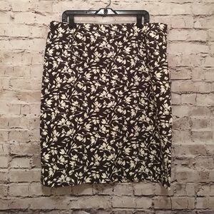 Chocolate Brown Skirt with White Floral design
