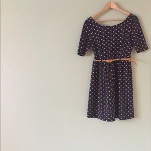 YUMI | Belted Polka Dot Dress